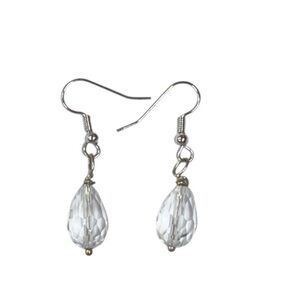 UNBRANDED Elegant And Unique HANDMADE Clear CRYSTAL Faceted GLASS BEAD Earrings